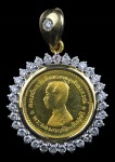 เหรียญทองคำ ร.5 119 ปี วัดโพธิ์ทอง ทองคำ ล้อมเพชร หายากส์